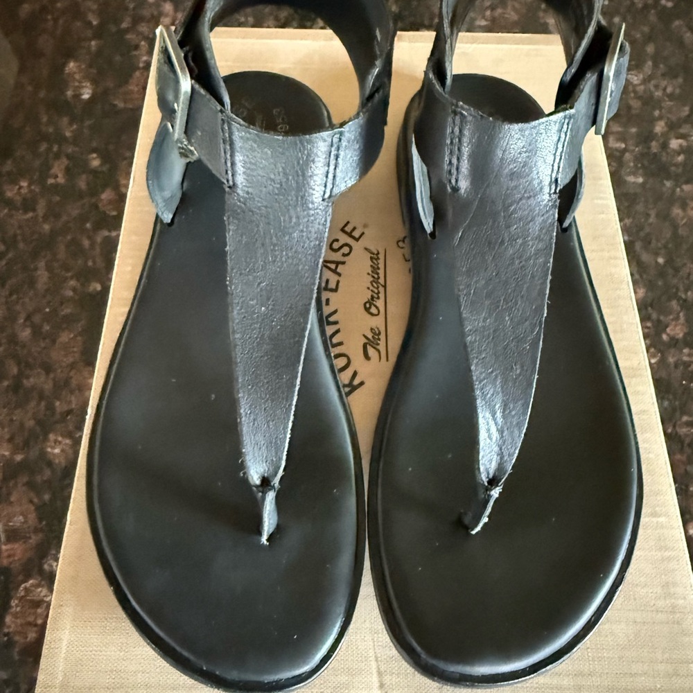 Kork-Ease Black Leather Sandals